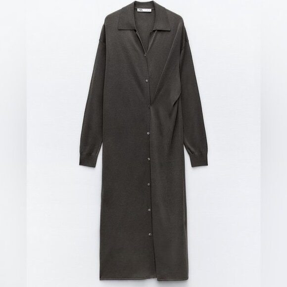 ZARA MULTIPOSITION KNIT DRESS WITH SIDE BUTTONS SIZE S NWT - Picture 7 of 10